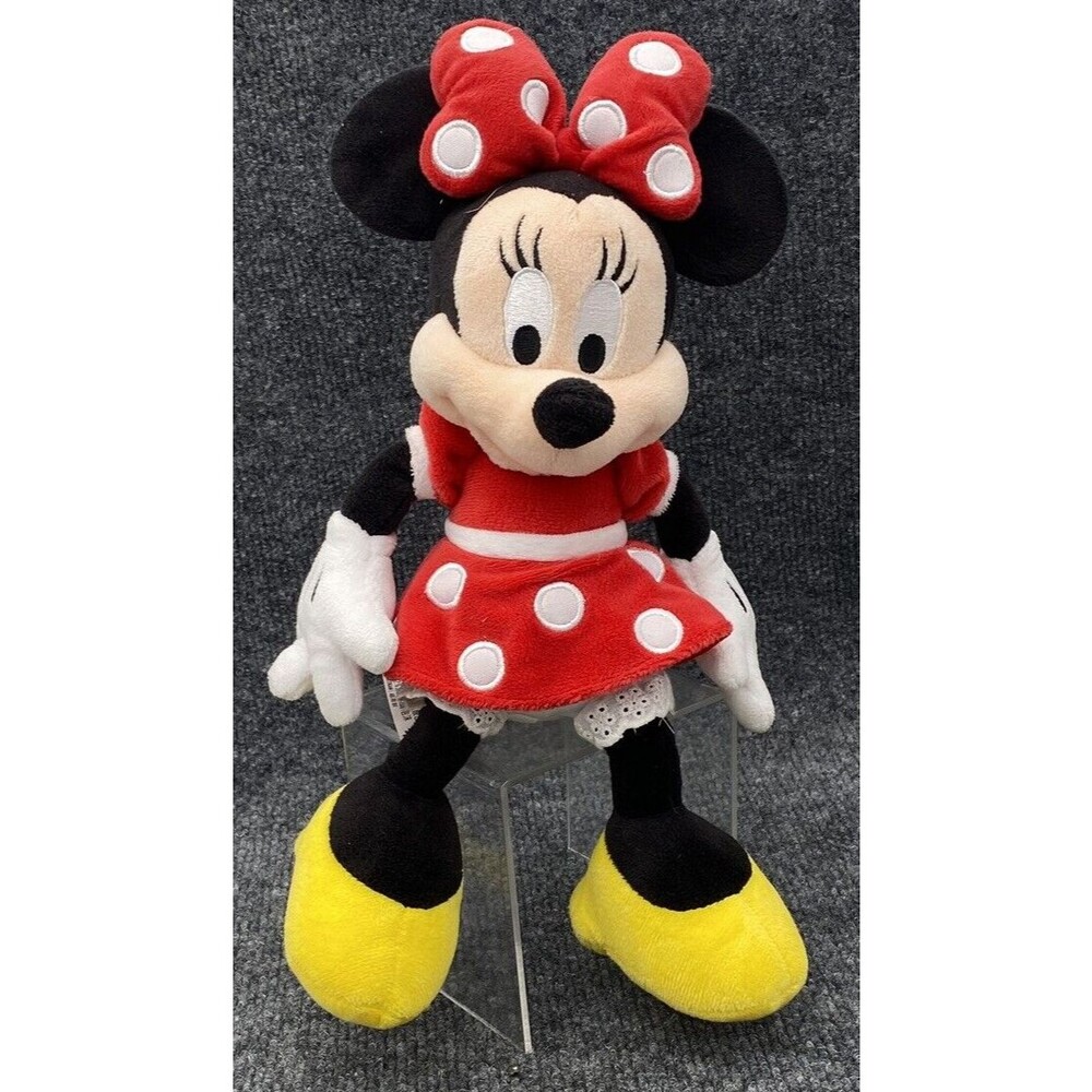 Disney Parks Minnie Mouse Plush 12" Vintage Red Polka Dot Dress Stuffed Animal
